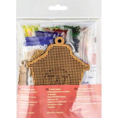 Bead Embroidery Kit on Wood, Lantern with a Candle, Wonderland Crafts FLK-453