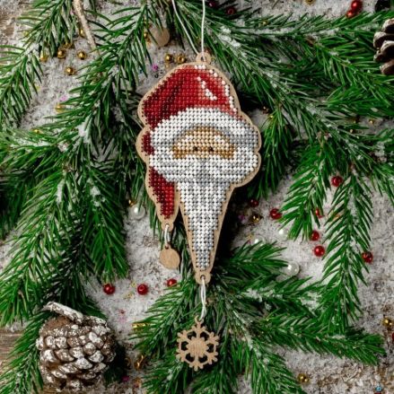 Bead Embroidery Kit On Wood, Santa, Wonderland Crafts FLK-458