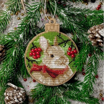 Bead Embroidery Kit on Wood, Rabbit, Wonderland Crafts FLK-463