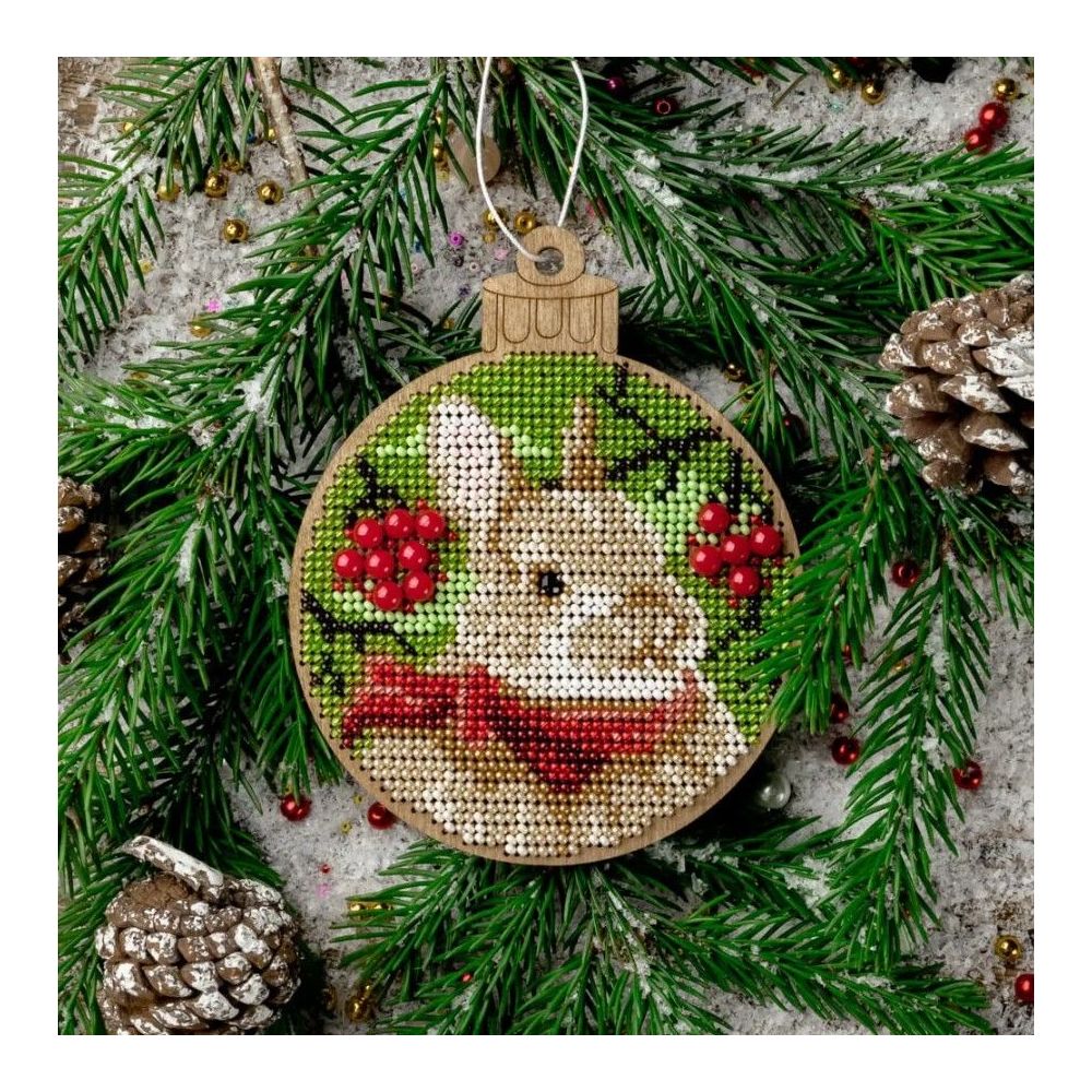 Bead Embroidery Kit on Wood, Rabbit, Wonderland Crafts FLK-463