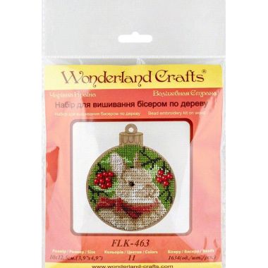Bead Embroidery Kit on Wood, Rabbit, Wonderland Crafts FLK-463