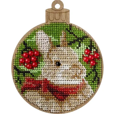 Bead Embroidery Kit on Wood, Rabbit, Wonderland Crafts FLK-463