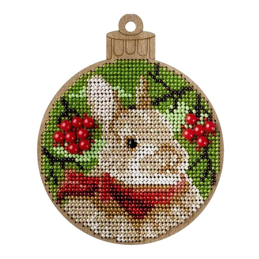 Bead Embroidery Kit on Wood, Rabbit, Wonderland Crafts FLK-463