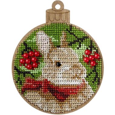 Bead Embroidery Kit on Wood, Rabbit, Wonderland Crafts FLK-463