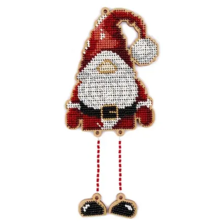 Wonderland Crafts Wooden Bead Embroidery Kit FLK-494 – Christmas Ornament Red Gnome