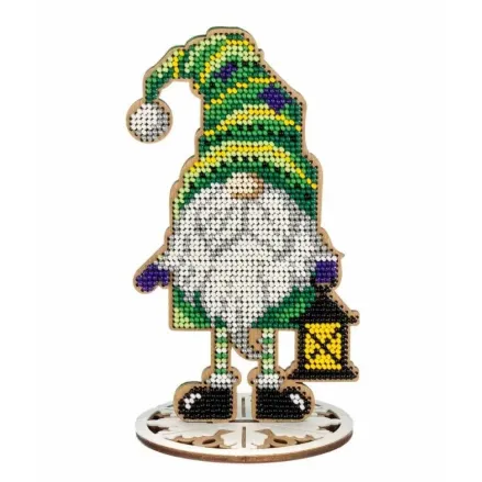 Bead Embroidery Kit on Wood, Winter Gnomes, Wonderland Crafts FLK-500