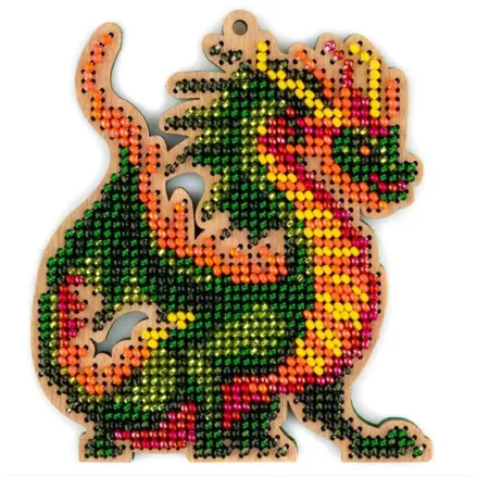 Wonderland Crafts Wooden Bead Embroidery Kit FLK-503 – Christmas Ornament Fire Dragon