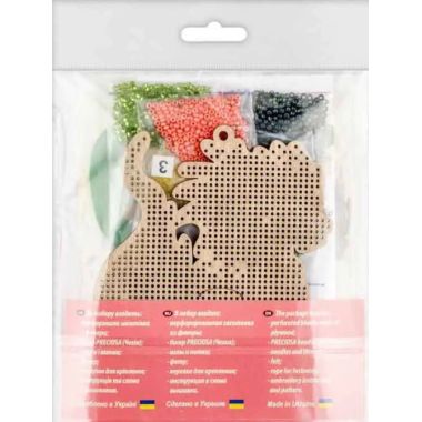 Bead Embroidery Kit on Wood, Green Dragon, Wonderland Crafts FLK-503