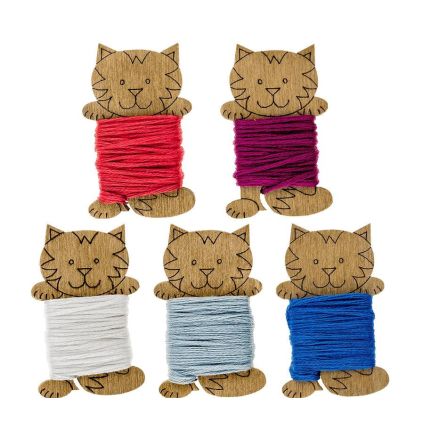 Bobbins plywood for threads, Cats , 15 pcs, Wonderland Crafts LC-069