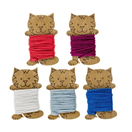 Bobbins plywood for threads, Cats , 15 pcs, Wonderland Crafts LC-069