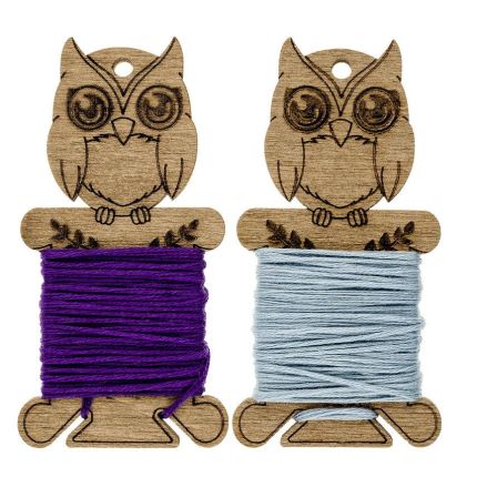Bobbins plywood for threads, Owls , 6 pcs, Wonderland Crafts LC-070