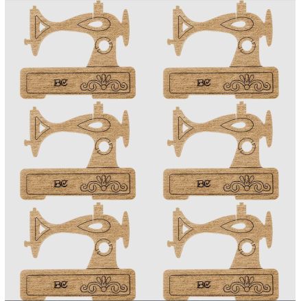 Bobbins plywood, Sewing machine, 6 pcs, Wonderland Crafts LC-087