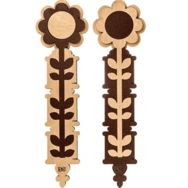 Plywood bobbins for threads, floss and ribbons.