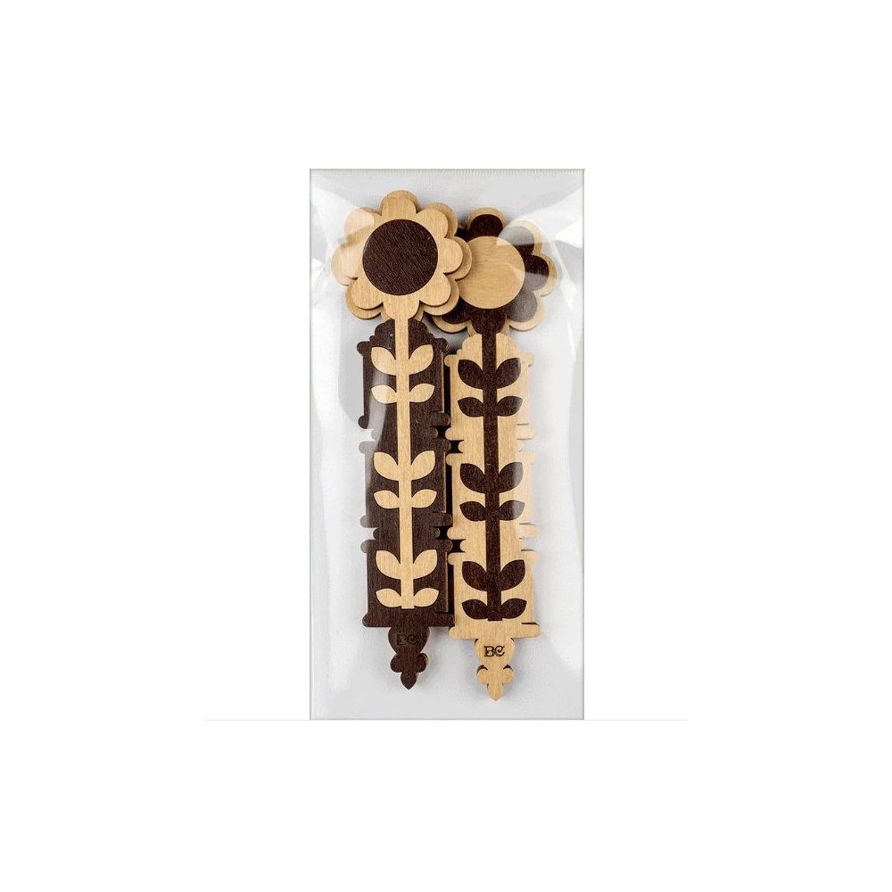 Plywood bobbins for threads, floss and ribbons.