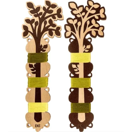 Bobbins plywood for 3x threads, Flowers, 2 pcs, Wonderland Crafts LC-091