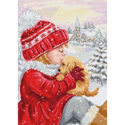 Luca-S Cross Stitch Kit - Girl Kissing Puppy BU5027