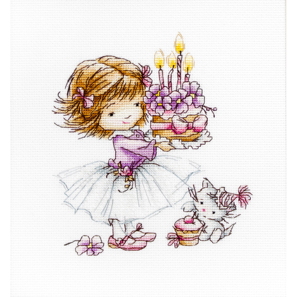 Cross Stitch Kit “Girl with a Kitten and a Cake” Luca-S B1054