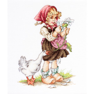 Cross Stitch Kit Girl with Goose, Luca-S B1047
