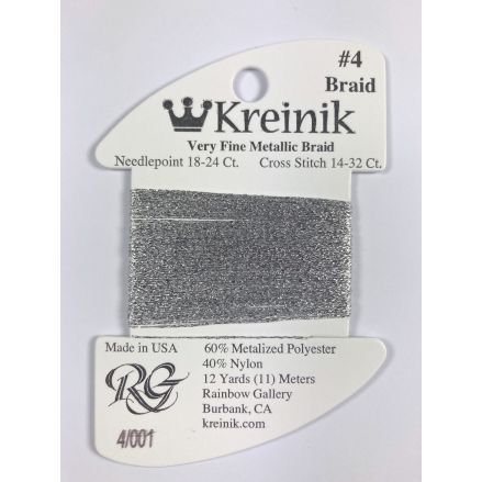 Thread 001 - Silver Very Fine 4 Braid Kreinik B040001S