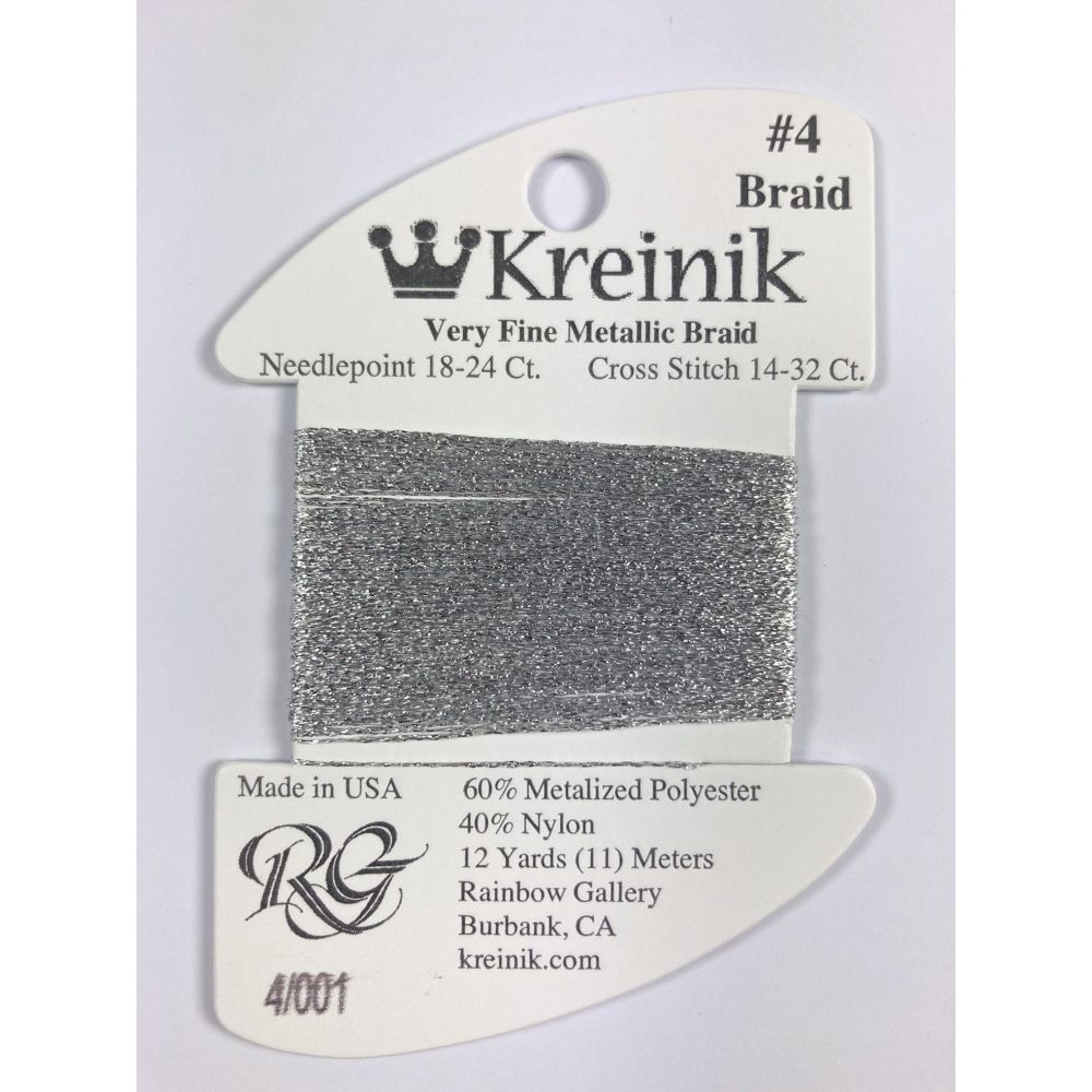 Thread 001 - Silver Very Fine 4 Braid Kreinik B040001S
