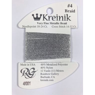 Thread 001 - Silver Very Fine 4 Braid Kreinik B040001S