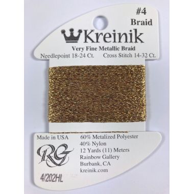 Thread 202HL - Aztec Gold High Lustre Very Fine 4 Braid Kreinik B040202HS