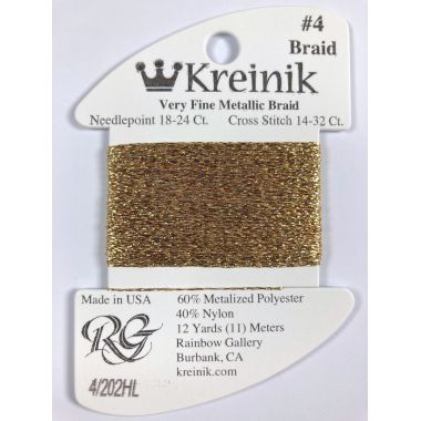 Thread 202HL - Aztec Gold High Lustre Very Fine 4 Braid Kreinik B040202HS