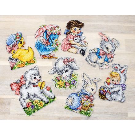 LetiStitch Counted Cross Stitch Kit L8032 – Easter Ornaments Kit of 8 pieces