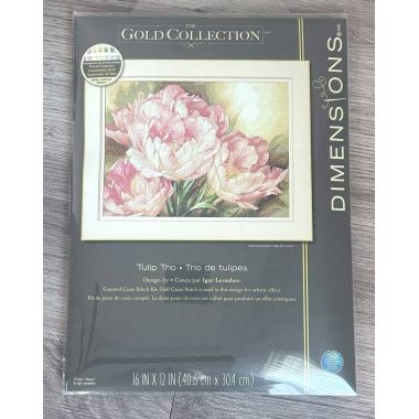 Counted Cross Stitch Kit Tulip Trio, Dimensions 35175