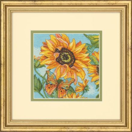 Dimensions Gold Petite Counted Cross Stitch Kit 6"X6" -Sunflower Garden 18 (18 Count), 70-65228