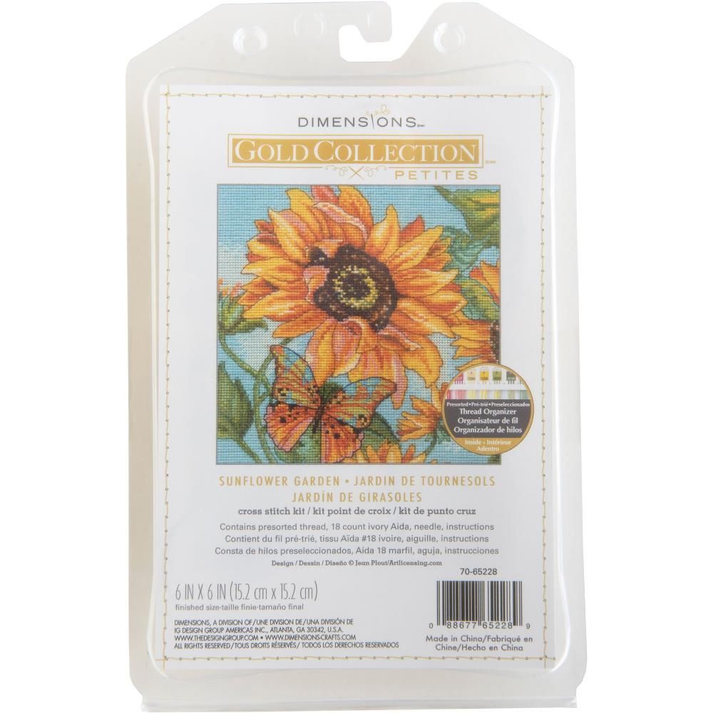 Dimensions Gold Petite Counted Cross Stitch Kit 6"X6" -Sunflower Garden 18 (18 Count), 70-65228
