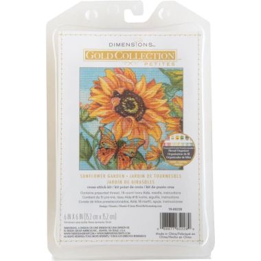 Dimensions Gold Petite Counted Cross Stitch Kit 6"X6" -Sunflower Garden 18 (18 Count), 70-65228