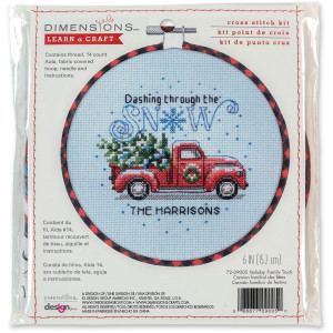 Counted Cross Stitch Kit 6"-Holiday Family Truck, Dimensions, 72-09005
