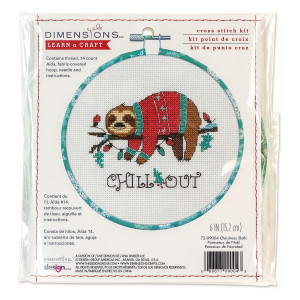 Counted Cross Stitch Kit 6"-Christmas Sloth, Dimensions, 72-09004