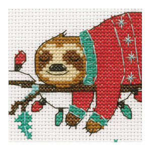 Counted Cross Stitch Kit 6"-Christmas Sloth, Dimensions, 72-09004