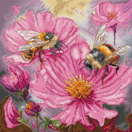 Letistitch Cross Stitch Kit – L9933 Honey Blooms | Intermediate Embroidery with 48 Colors on Zweigart Aida 16ct