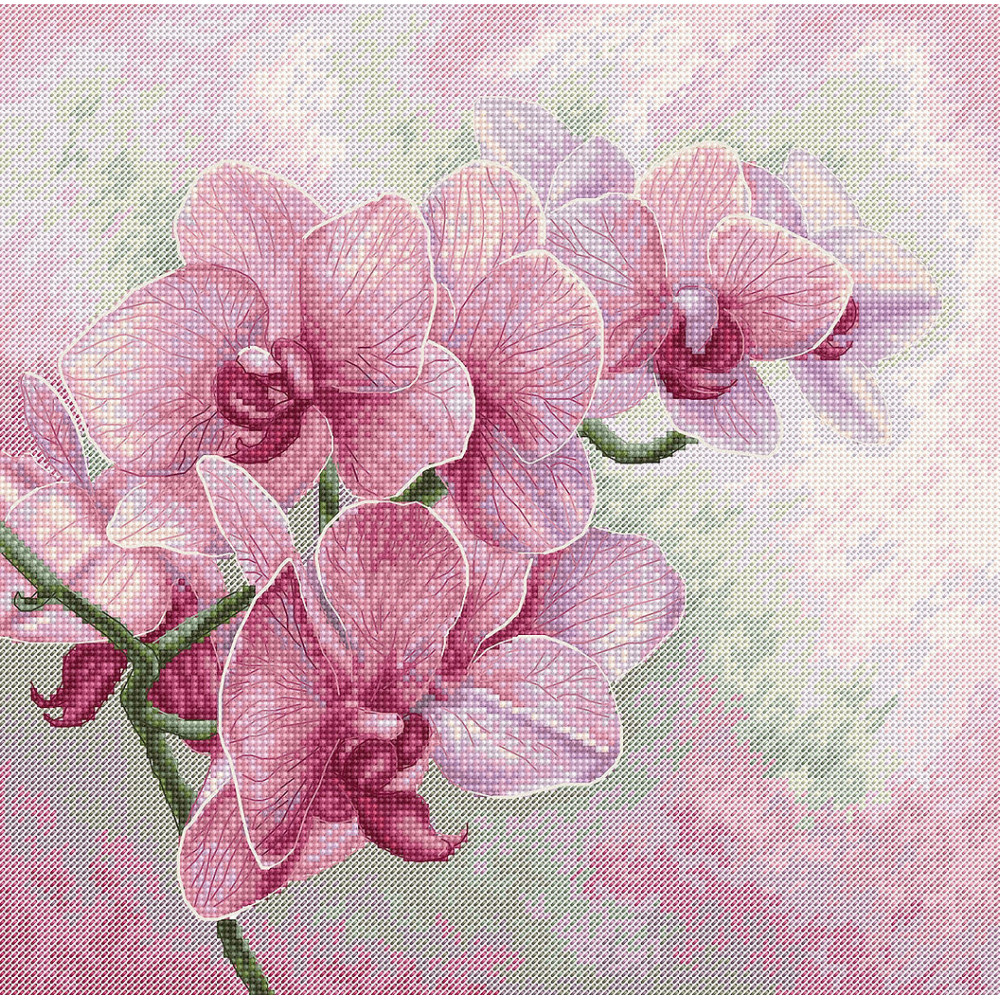 Cross Stitch Kit Graceful Orchids, Luca-S Gold B7009 Cross Stitch Kit Graceful Orchids, Luca-S Gold B7009
