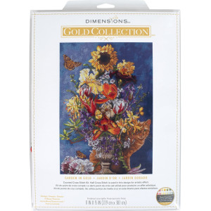 Counted Cross Stitch Kit 11"X15"-Garden In Gold, Dimensions, 70-35404