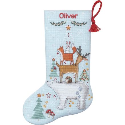 Dimensions Counted Cross Stitch Kit 16" Long -Woodland Stack Stocking, 70-09601