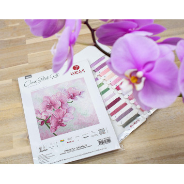 Cross Stitch Kit Graceful Orchids, Luca-S Gold B7009
