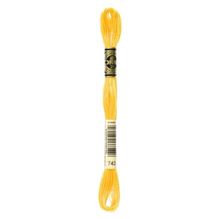 DMC 743 Six-Strand Floss – Medium Yellow