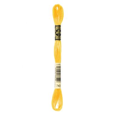 DMC 743 Six-Strand Floss – Medium Yellow
