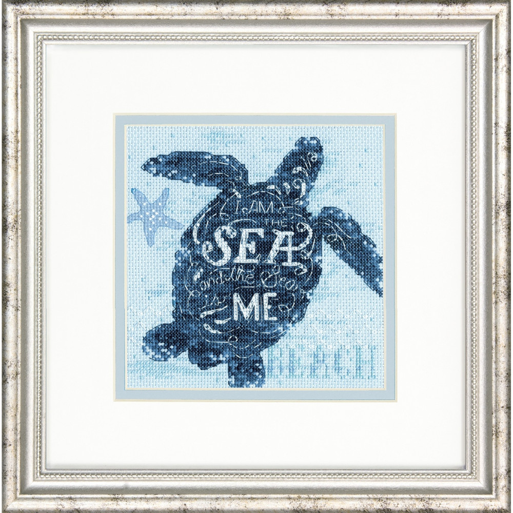 Counted Cross Stitch Kit 6"X6"-Sea Turtle, Dimensions, 70-65220