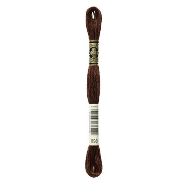 DMC 898 Six-Strand Floss – Very Dark Coffee Brown