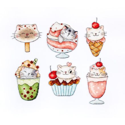 Cross Stitch Kit Summer Kitties Kit of 6 pcs, LETISTITCH, L8089