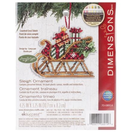 Counted Cross Stitch Kit Sleigh Ornament, Dimensions 70-08914