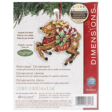 Counted Cross Stitch Kit Reindeer Ornament, Dimensions 70-08916