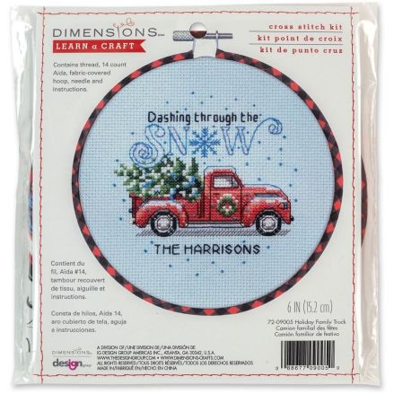 Counted Cross Stitch Kit Holiday Family Truck, Dimensions 72-09005