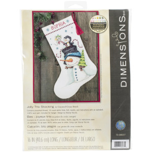Counted Cross Stitch 16"-Jolly Trio Stocking, Dimensions, 70-08937