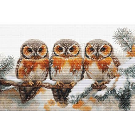 Cross Stitch Kit Luca-S - Owls in The Silence of Winter, BU5077, New.